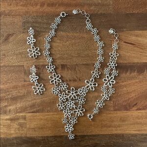 Floral Necklace, Bracelet, and Earring Set